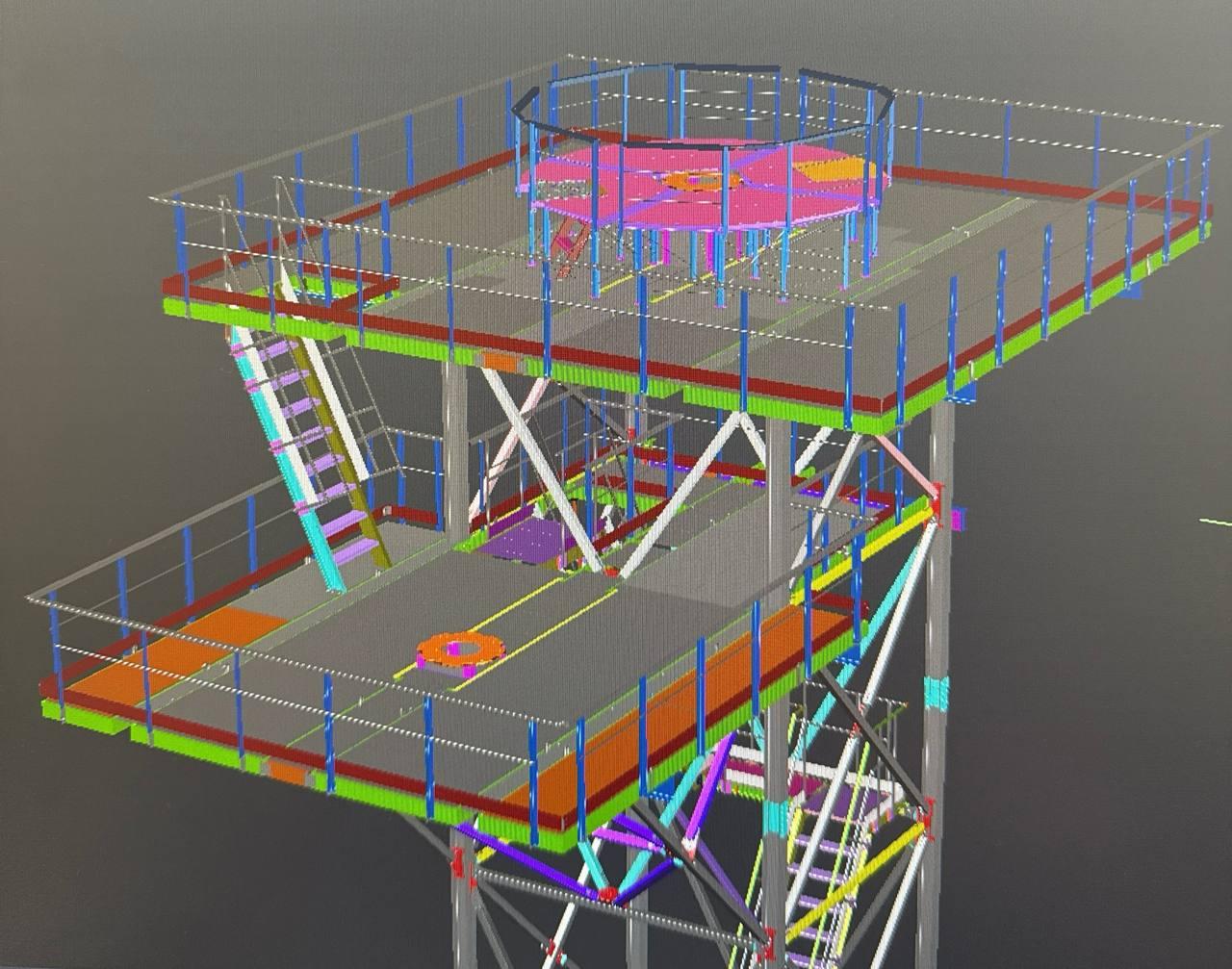 Две смотровые площадки на отметках +12 и +15 м — модель Tekla Structures